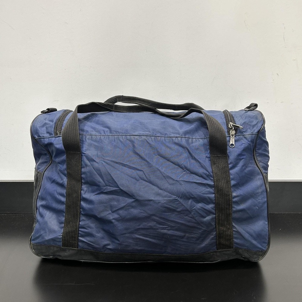 Vintage Nike Blue Black Duffel Bag Soft Case Gym Travel Men Nylon Sports Weekend - Picture 4 of 15
